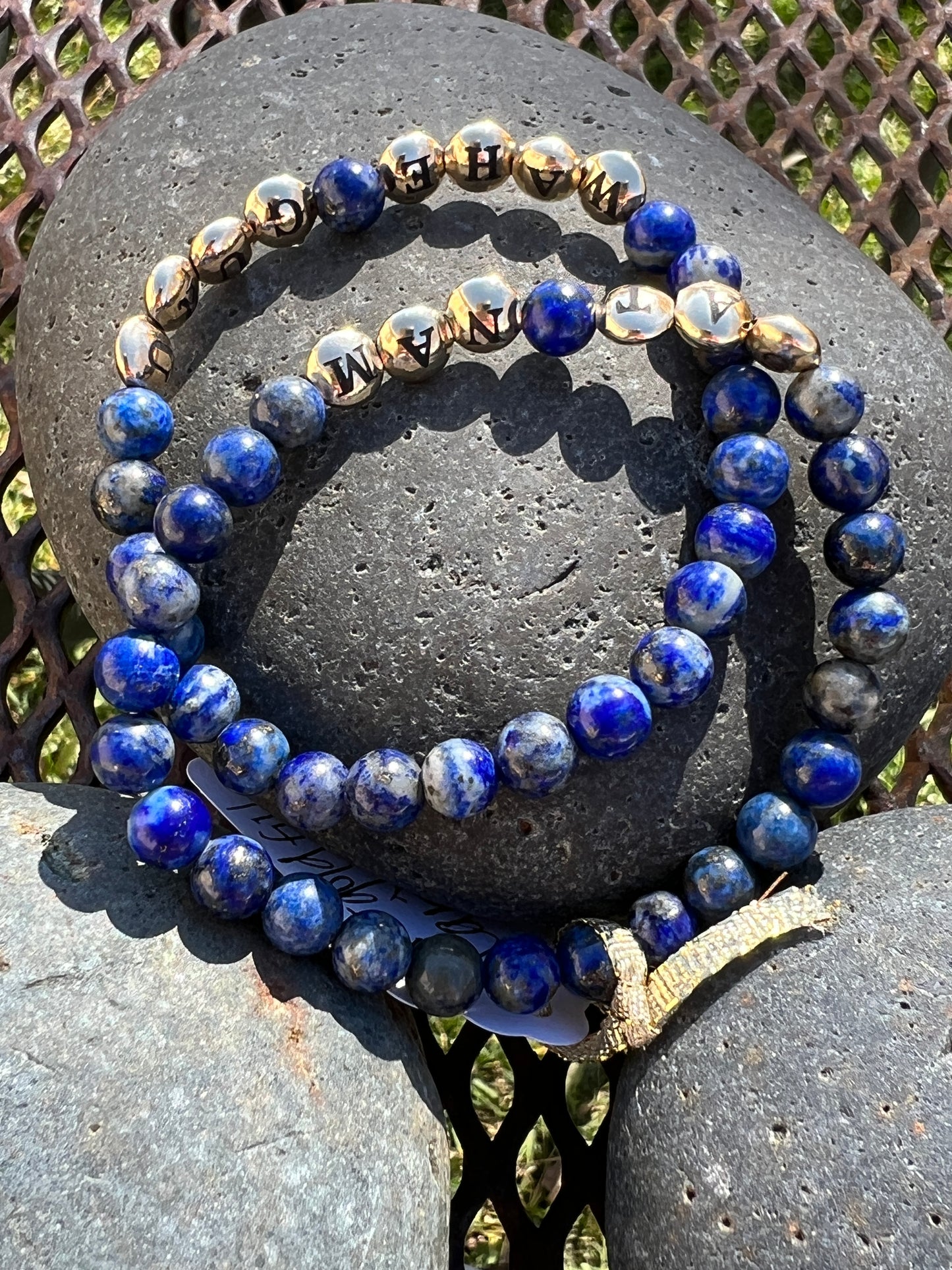 Lapis Mantra Power Stack Bracelet