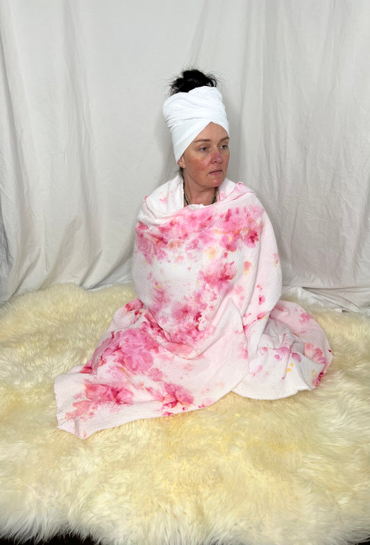 Pink Peony Shawl-Meditation Blanket