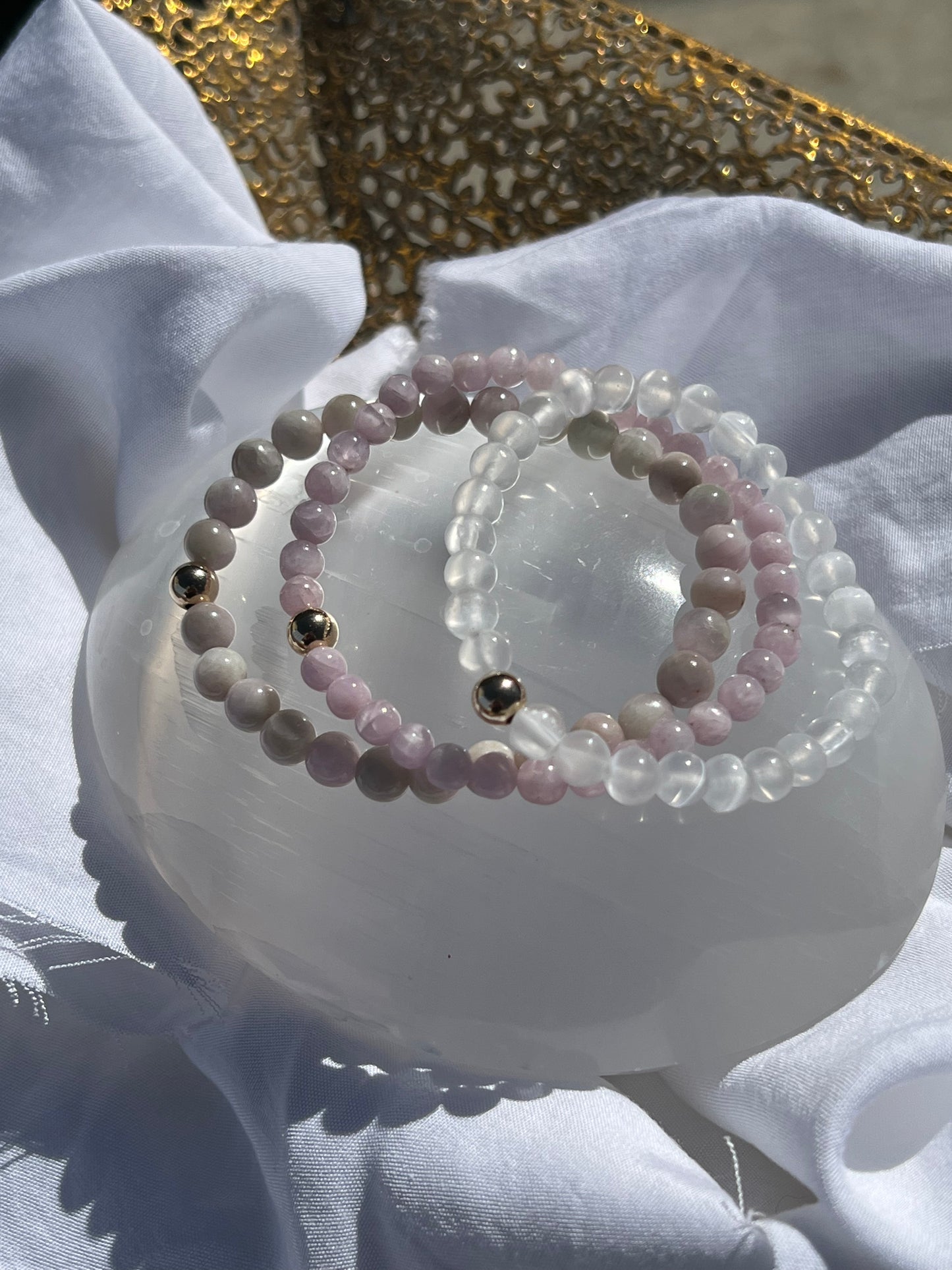 Peace & Clarity Power Stack, Kunzite and Selenite.