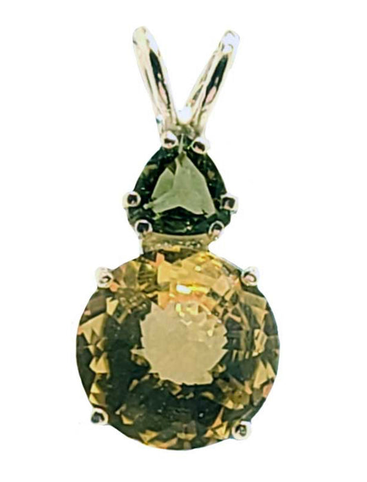 CITRINE MINI RADIANT HEART™ WITH TRILLION CUT MOLDAVITE